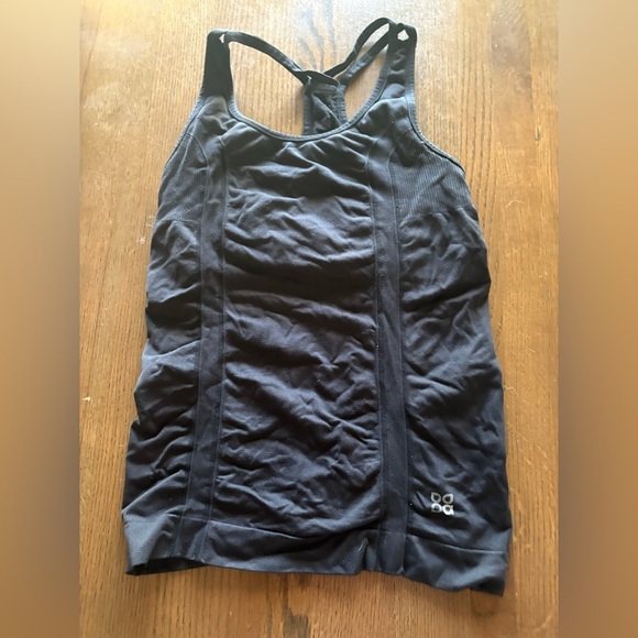 no brand Tops - Black Racerback Athletic Tank with Subtle Logo